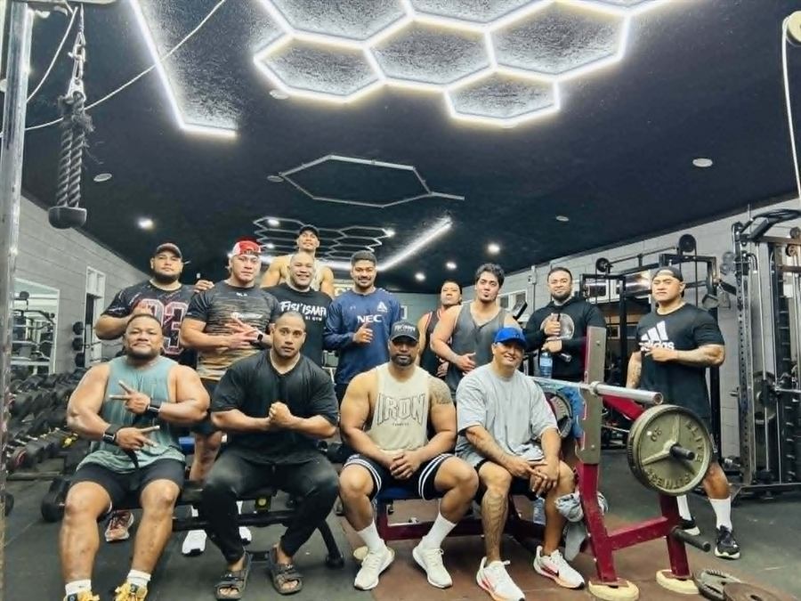 The Fisi’isaafa crew together in the gym